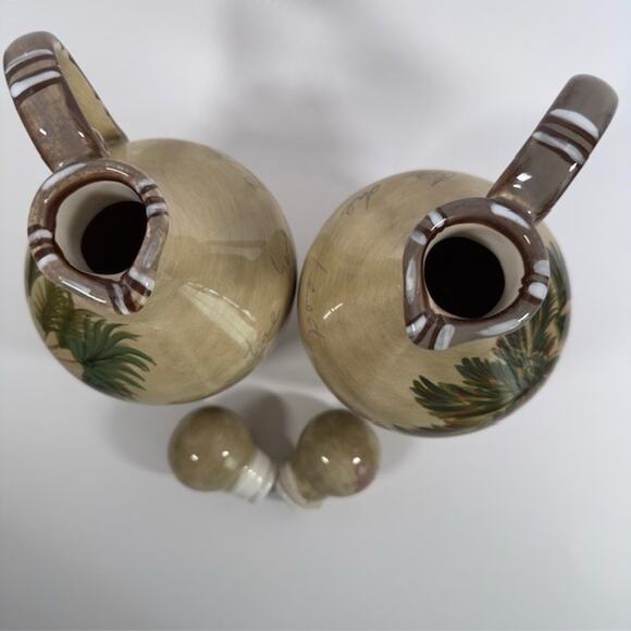 Tabletops Unlimited Bora Bora (2) Oil Or Vinegar Cruet and Stopper Palm Trees - Picture 11 of 16